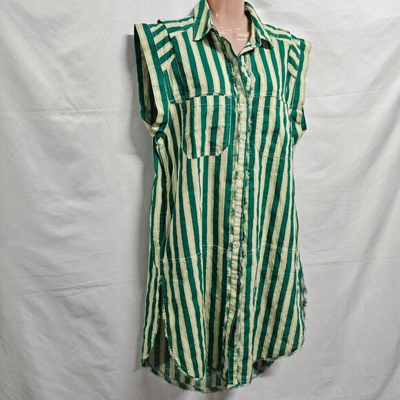 We the Free Stripe Button Up Tunic Dress Women Size XS Cotton - Picture 5 of 14